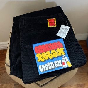 NWT EMPYRE men BLK corduroy pants loose fit sk8 Sz 30